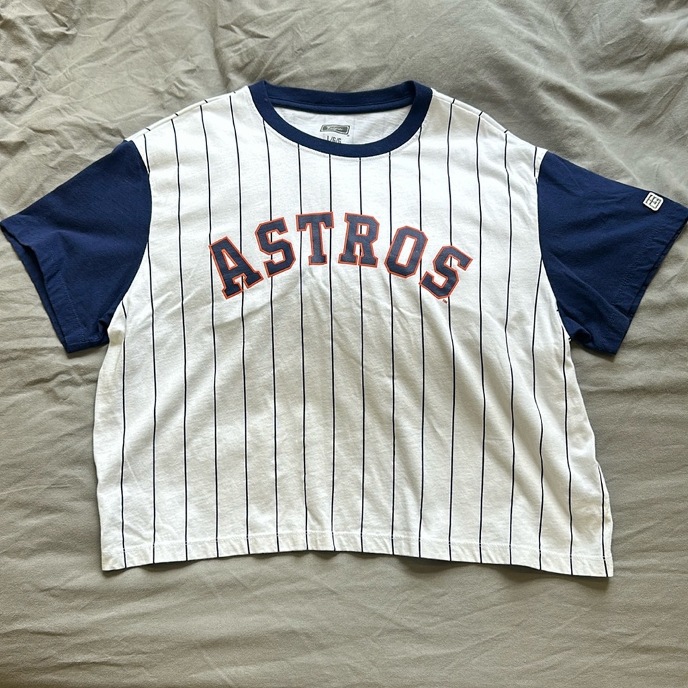 Houston Astros Pinstriped Cropped Tee